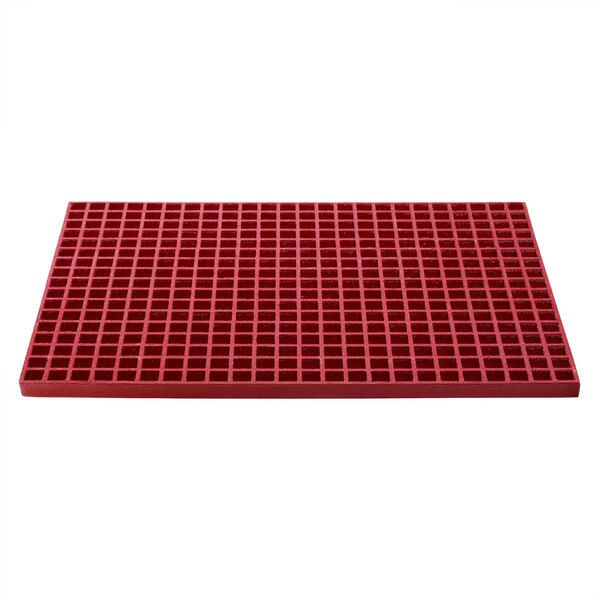 close-up of red grating corner